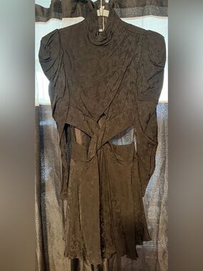 NWT AMUR Black Satin Slip Dress